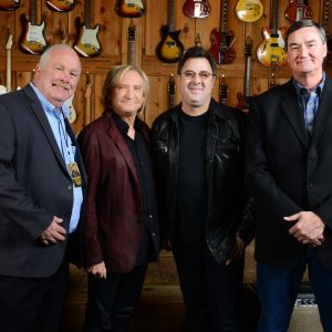  (from left to right) Wayne Colwell – EVP of Stores, Guitar Center- Joe Walsh; Vince Gill; Darrell Webb - President and CEO, Guitar Center (Photo Credit: Robert Knight)
