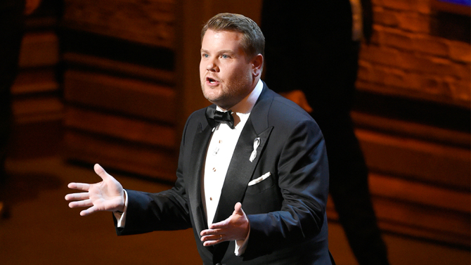 James Corden hosts the Tony Awards at the Beacon Theatre on Sunday, June 12, 2016, in New York. (Photo by Evan Agostini/Invision/AP)