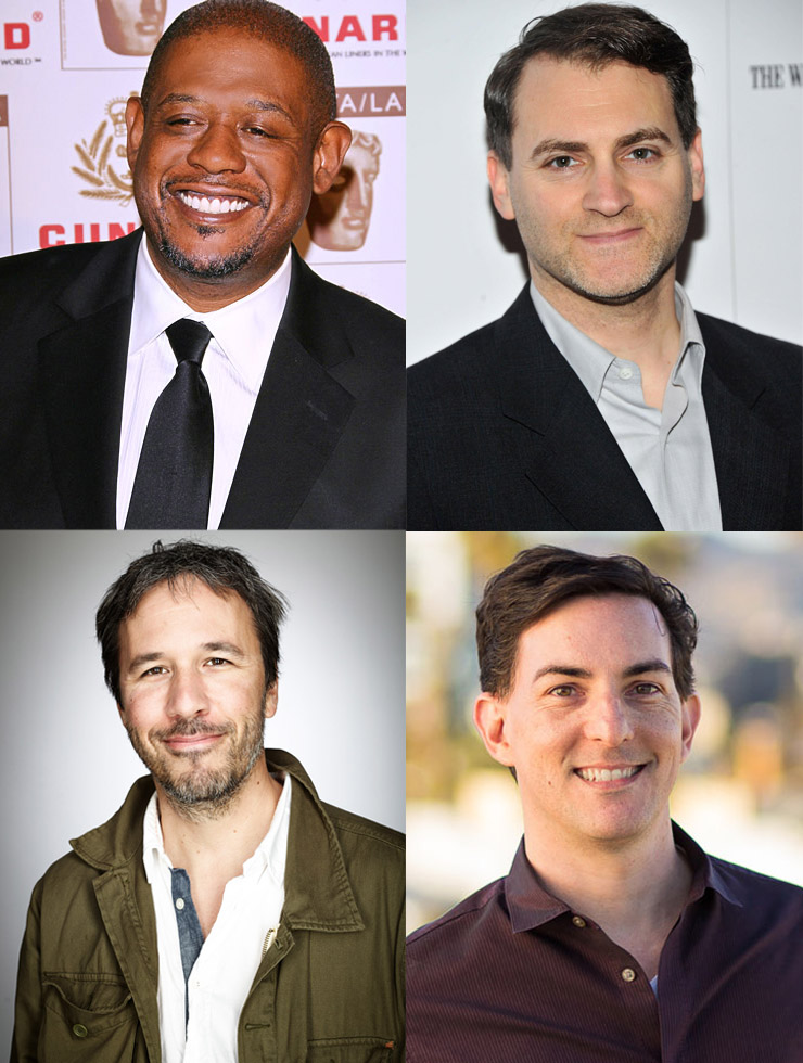 Clockwise Top Left: Forest Whitaker (Actor), Michael Stuhlbarg (Actor).Eric Heisserer (Writer),  Denis Villeneuve (Director)