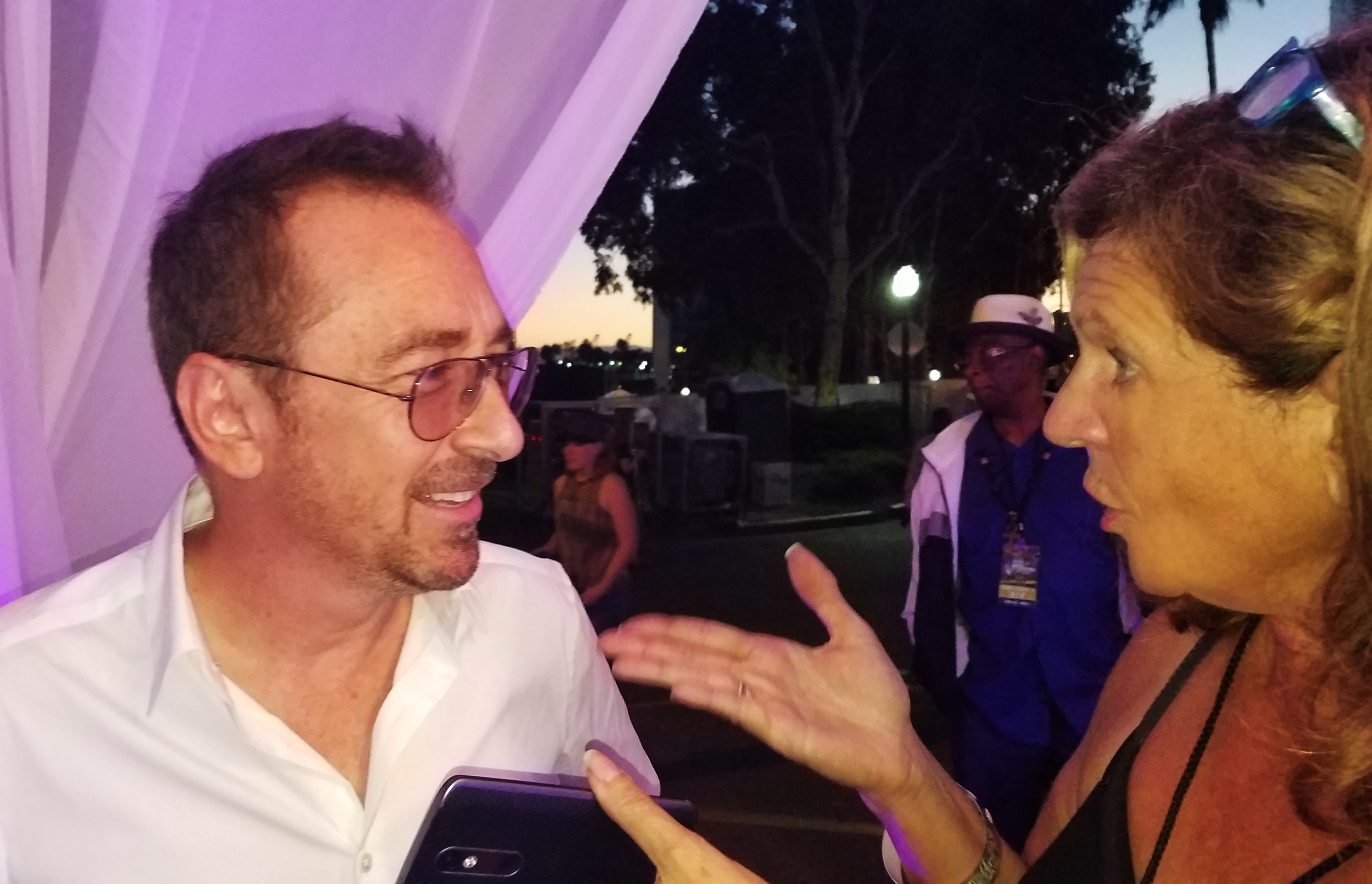 Brian Simpson being interviewed by Sheryl Aronson/The Hollywood 360