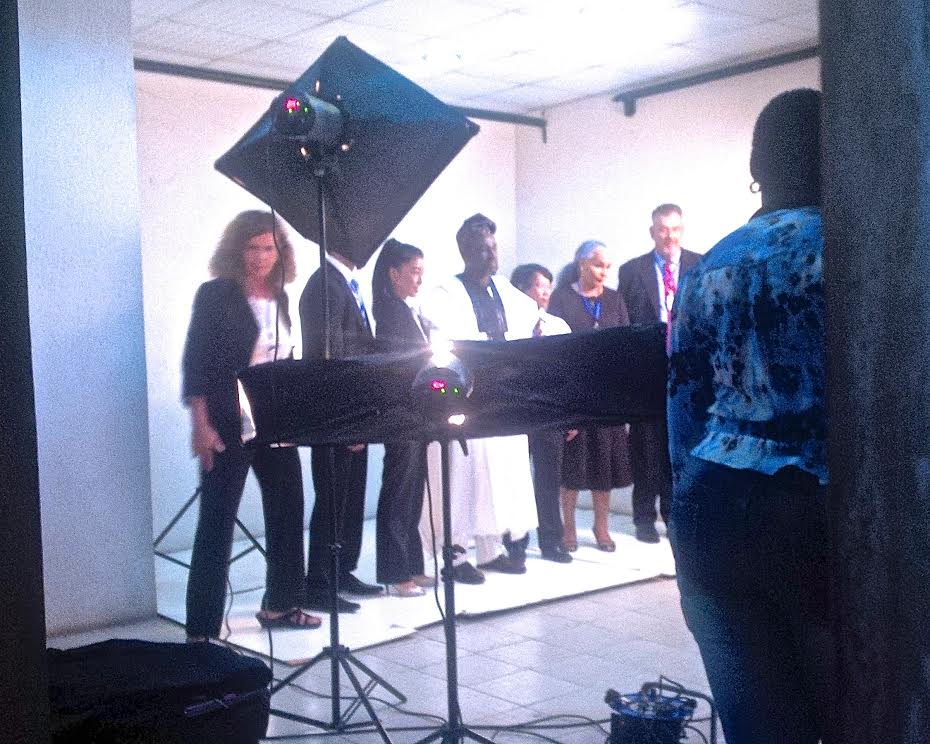 Being photographed at the Fidelity Bank commercial shoot.