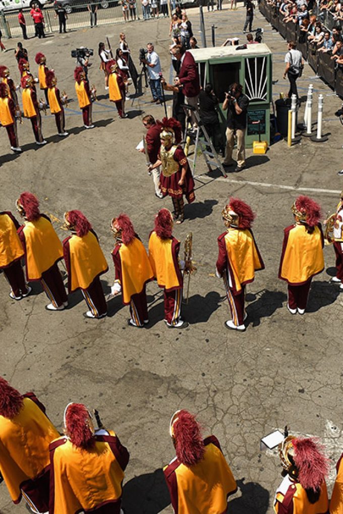 The USC Trojans marching band performs.”Game Of Thrones” Live Concert Experience Announcement Event