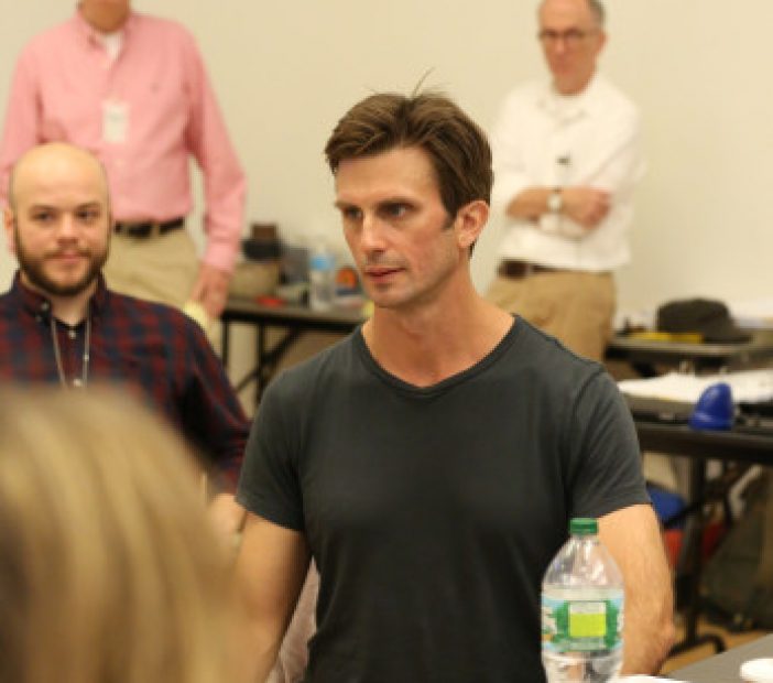 Cast member Frederick Weller (center) during rehearsal for the Young Vic production of “A View From the Bridge.”