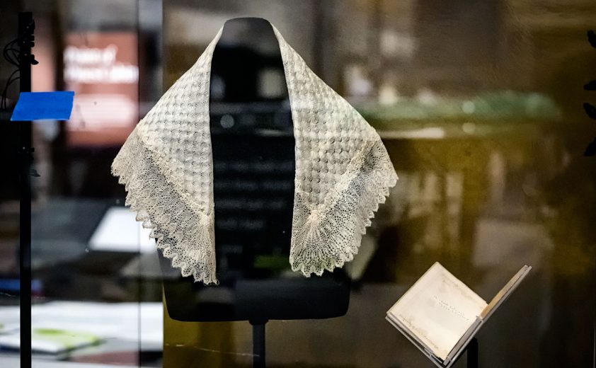 Harriet Tubman’s shawl and hymnal.  ED HILLE / Staff Photographer