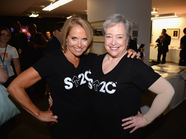 Stand Up To Cancer Co-founder Katie Couric (L) and actress Kathy Bates