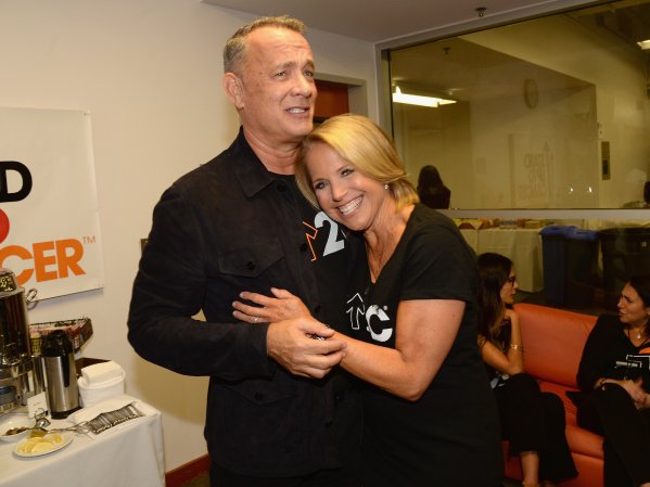 actor Tom Hanks and Stand Up To Cancer Co-founder Katie Couric attend Stand Up To Cancer