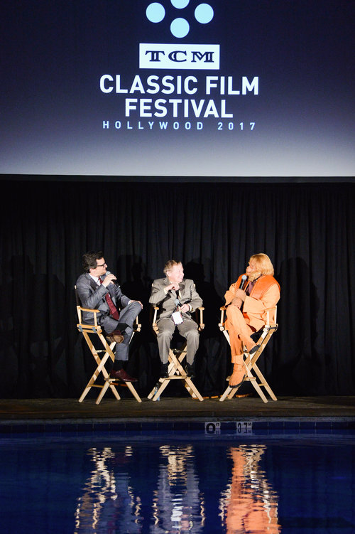 LOS ANGELES, CA - APRIL 08: (L-R) TCM host Ben Mankiewicz, actor Lou Wagner and Dana Gould as Dr. Zaius speak onstage at the screening of 'Planet of The Apes' during the 2017 TCM Classic Film Festival on April 8, 2017 in Los Angeles, California. 26657_003 (Photo by Charley Gallay/Getty Images for TCM)