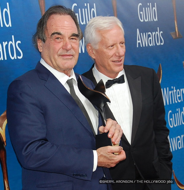 Oliver Stone with his WGA Lifetime Achievement Award , picutred with Actor, James Woods at the 2017 Writer's Guild Awards. (Photo: The Hollywood 360)