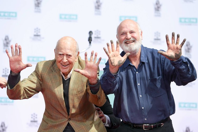 LOS ANGELES, CA - APRIL 07: Honorees Carl Reiner (L) and Rob Reiner attend the Carl and Rob Reiner Hand and Footprint Ceremony during the 2017 TCM Classic Film Festival on April 7, 2017 in Los Angeles, California. 26657_006 (Photo by Matt Winkelmeyer/Getty Images for TCM)