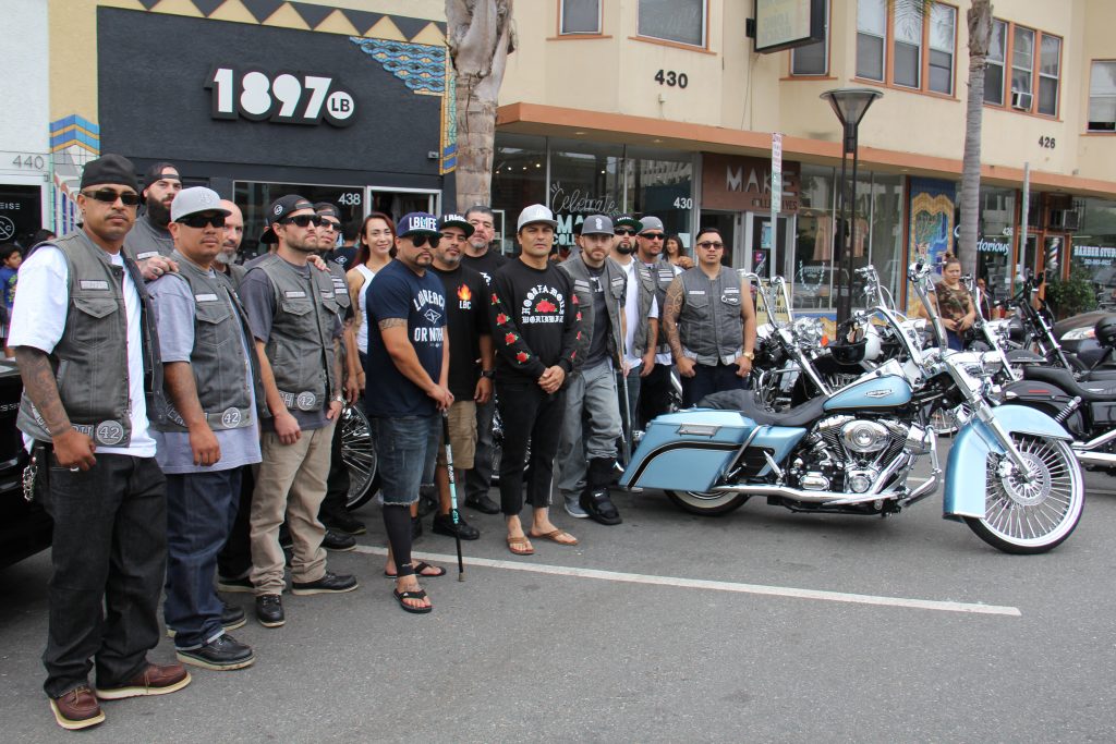 In front with cane Alex, Sonia Herrera, Dire One, the Hood Santa, in the back Long Beach's Dirt Bags MC representing! (Photo by: Fredwill Hernandez/The Hollywood 360)