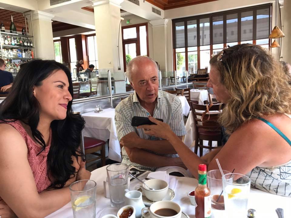 Sheryl Aronson interviewing Peter Ciotti and Isabel Navarro.
