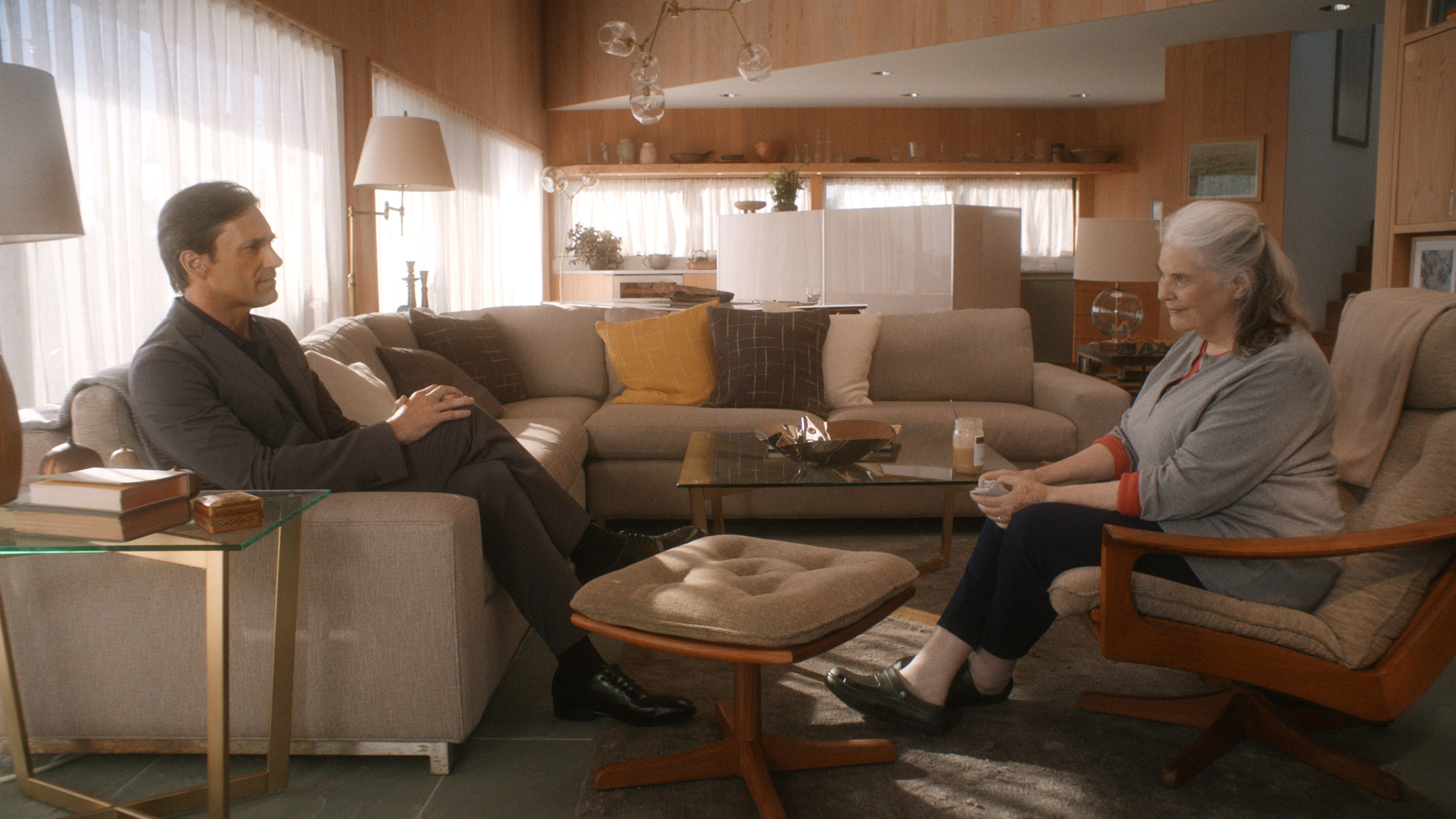 Jon Hamm and Lois Smith in Marjorie Prime.