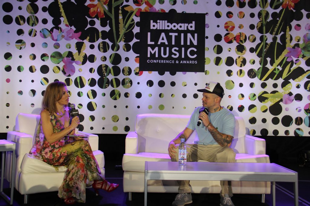 Leila Cobo, Executive Director of Latin Content and Programing, Billboard with Residente during Iconic singer-songwriter Q & A (Photo by: Fredwill Hernandez/ The Hollywood 360)