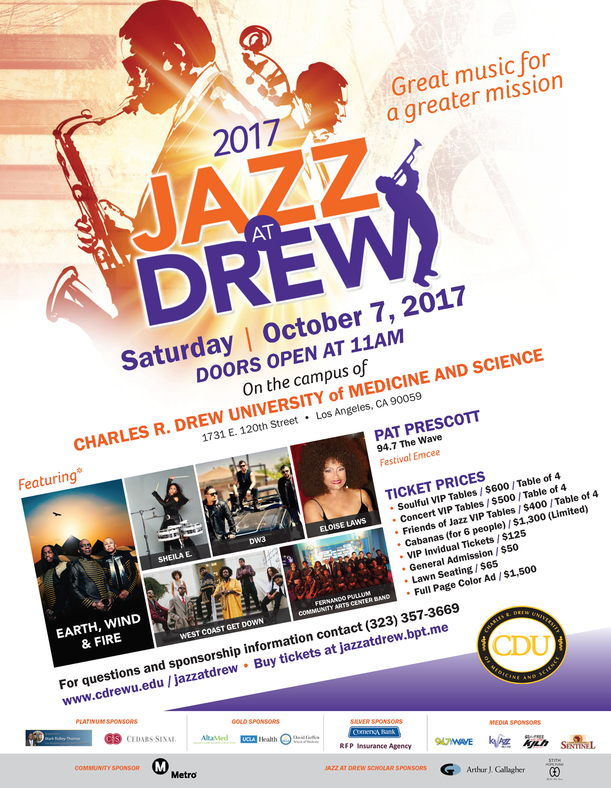 Jazz at Drew Tickets NOW ON SALE flyer