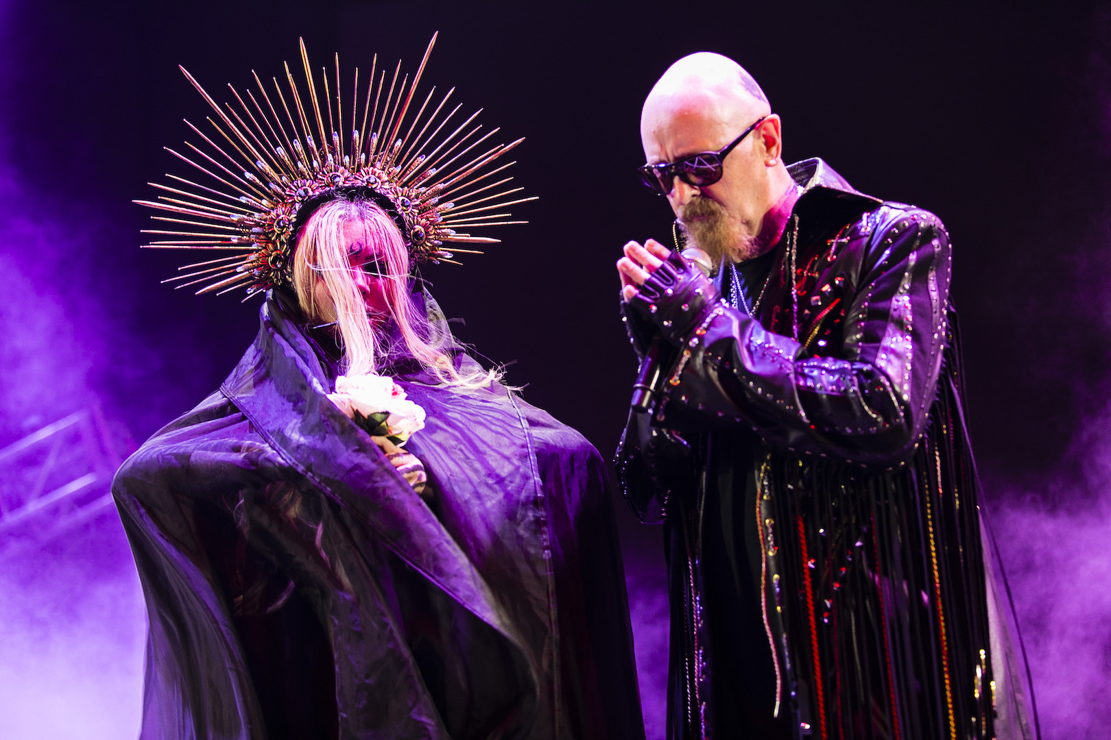 Maria Brink of In This Moment and Rob Halford of Judas Priest open the LOUDWIRE MUSIC AWARDS with a performance of "Black Wedding" (Billy Idol cover of "White Wedding"). Credit: Matt Stasi, 2017 Loudwire Music Awards. 