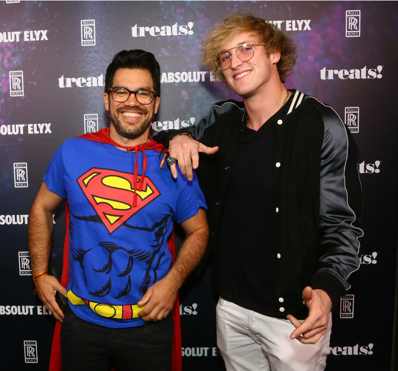  Influencers Tai Lopez (L) and Logan Paul attend treats! Magazine's 7th Halloween Party in Partnership with Rolls-Royce Black Badge, Absolut Elyx, & Perrier Jouet on October 31, 2017 in Los Angeles, California. Saving the world and staying cool, can’t get any better than that! (Photo by Gabriel Olsen/Getty Images for Treats Magazine